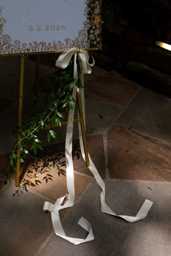 Wedding detail ribbon photo. True to color traditional wedding photographer from Wisconsin that travels all over for destination weddings.