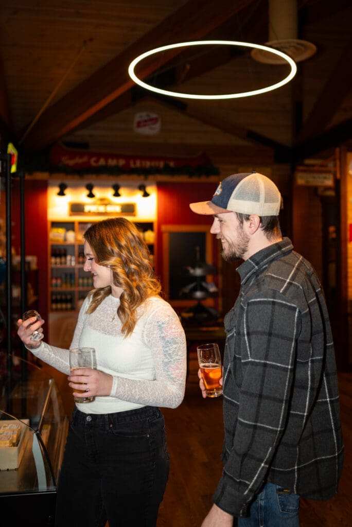 engagement photos at Chippewa Falls brewery Leinenkugel's. True to color wedding photographer in Wisconsin