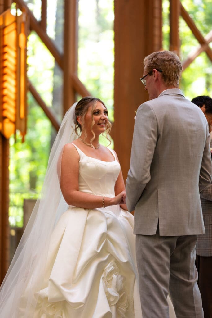 Bride and groom at Anthony Chapel. Wedding photographers who travel