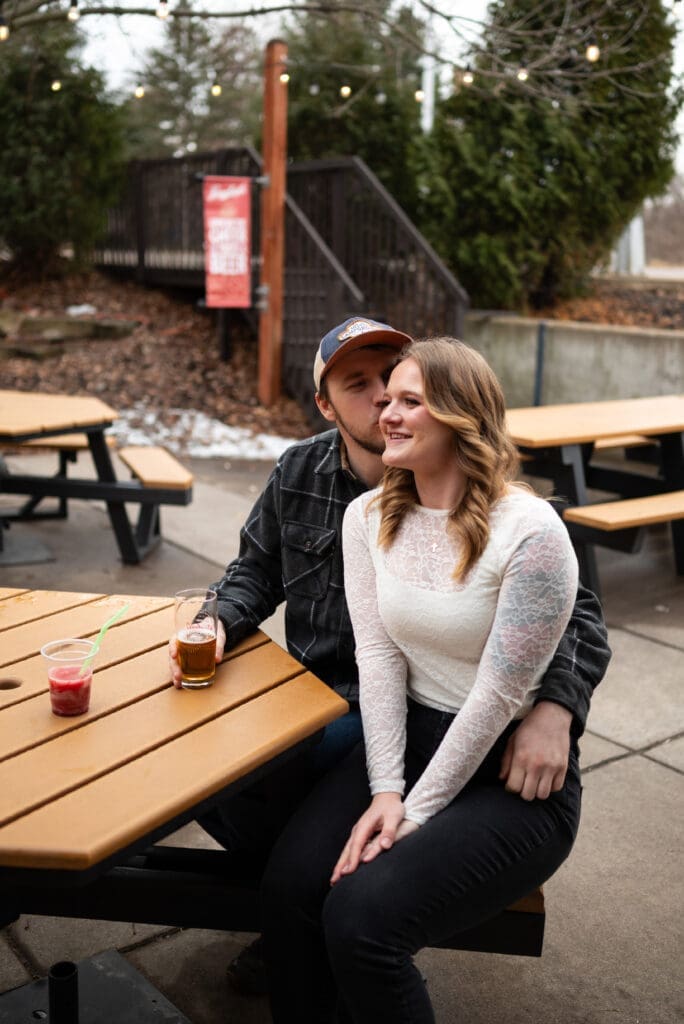 Leinenkugel's engagement session in Chippewa Falls, WI. True to color traditional wedding photographer