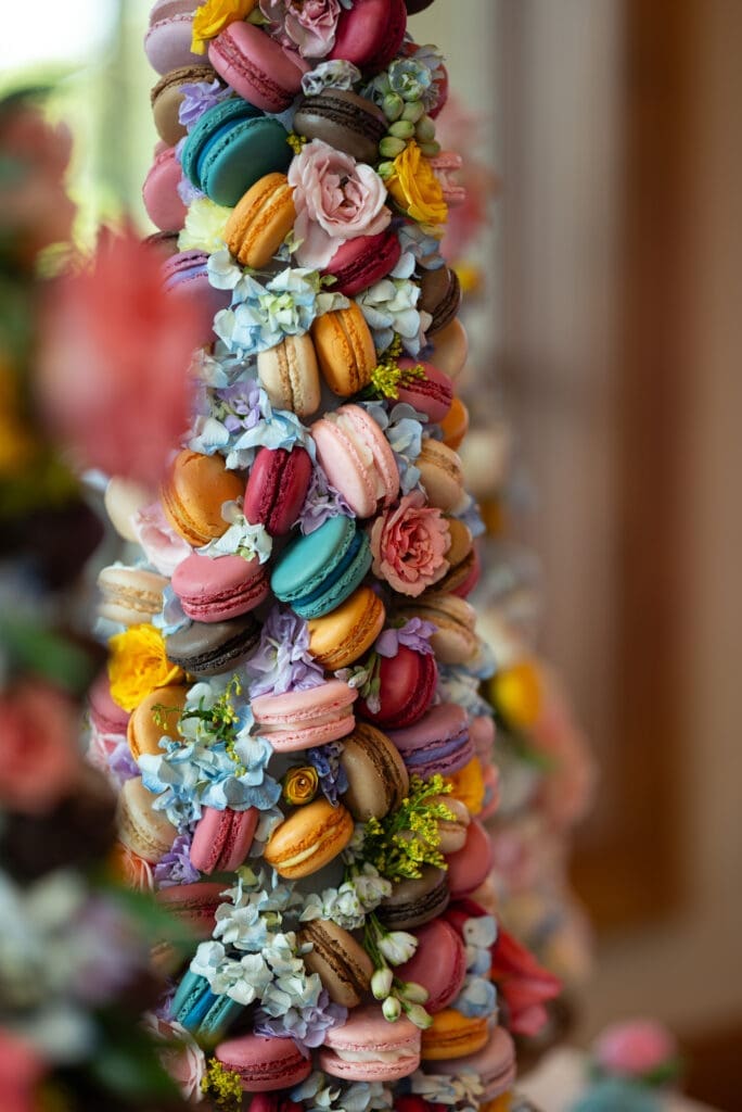 macaron wedding dessert idea. Colorful spring wedding dessert