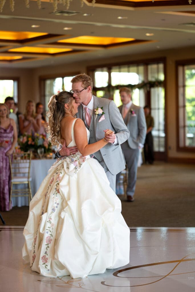 bride and groom first dance at high end country club wedding