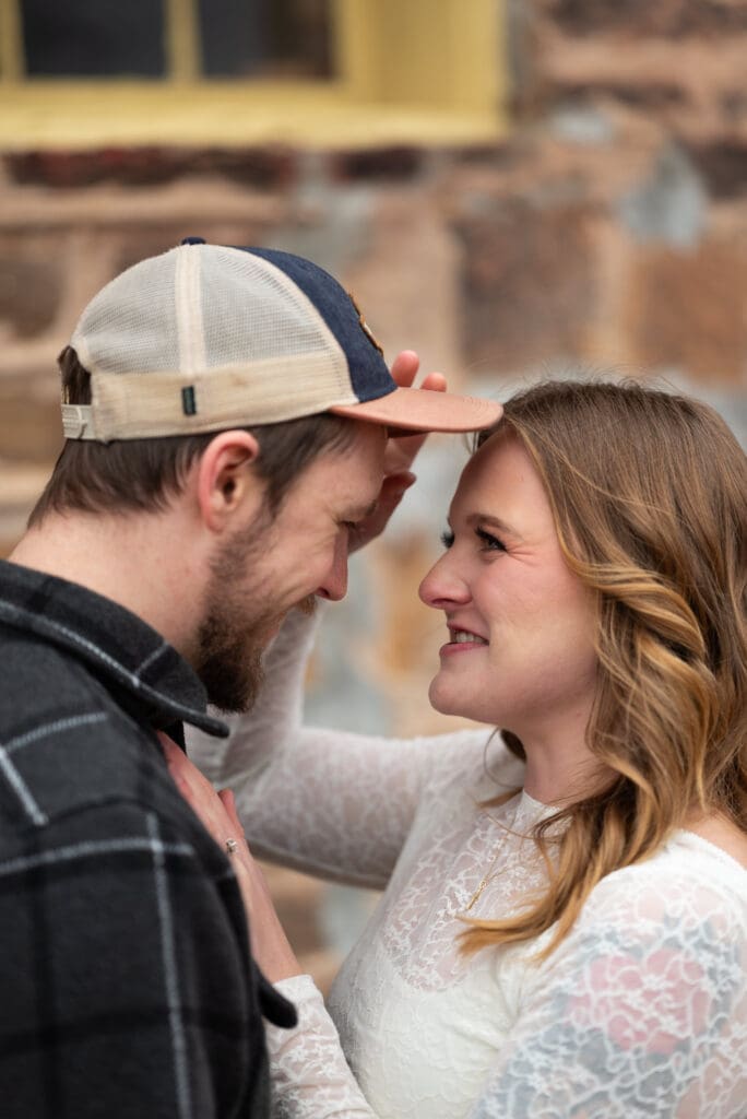 engagement photo at Leinie Lodge in Chippewa Falls. Eau Claire wedding photographer