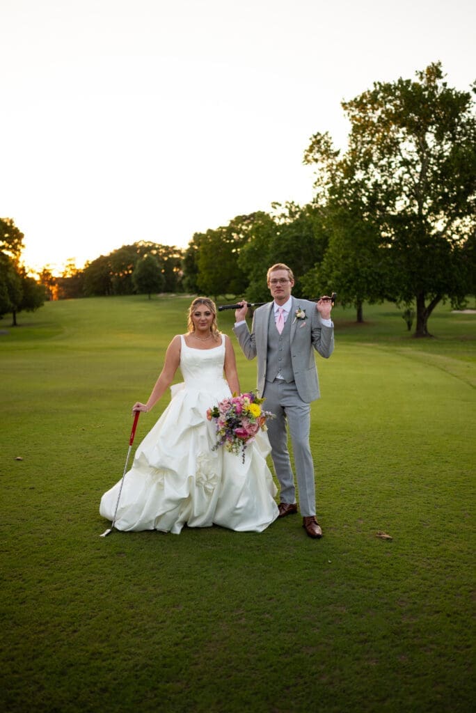 Golf course wedding portrait