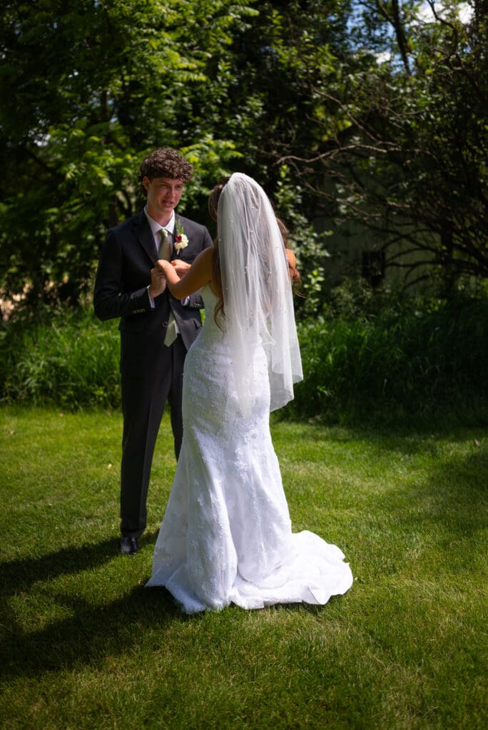 first look at summer wedding