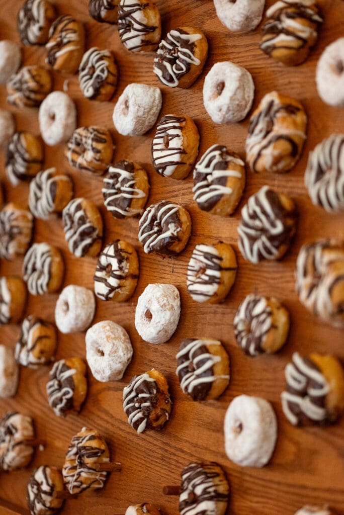 donut wall wedding dessert table idea