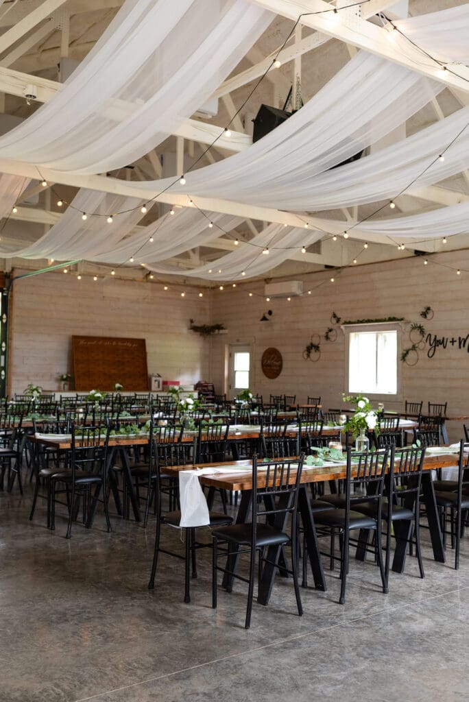 Reception area at Maidenwood weddings and events, true color natural wedding photography near La Crosse, WI