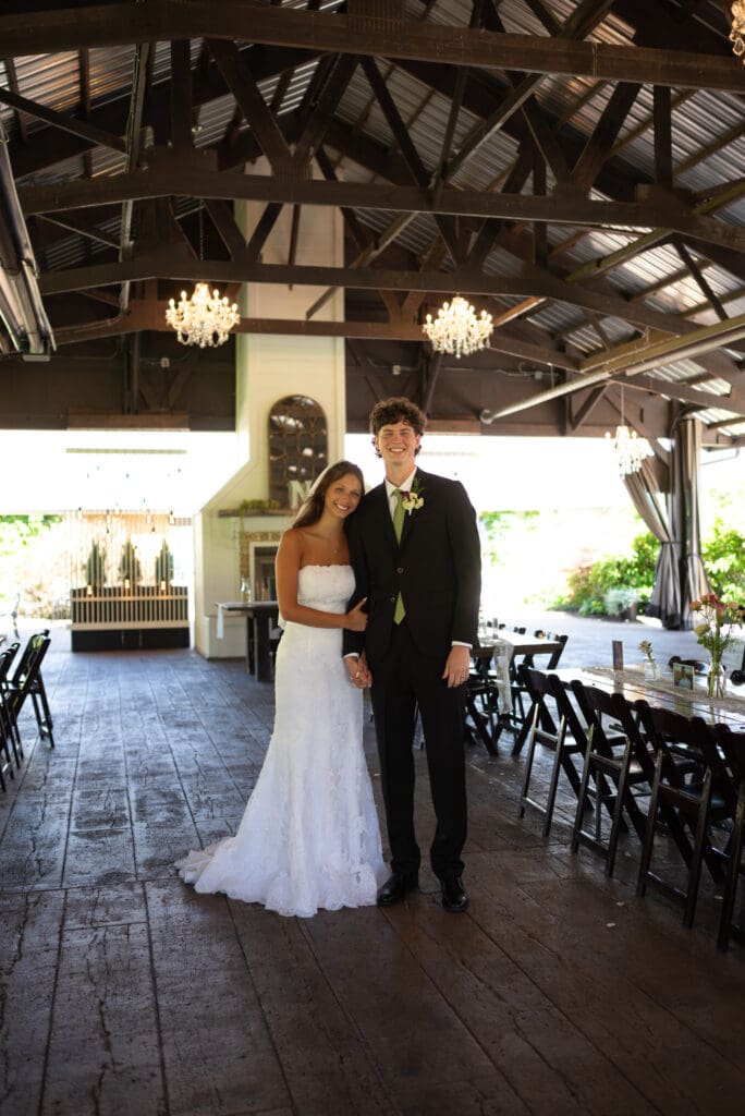 Bride and groom at Hidden Meadow and Barn in Pepin, WI