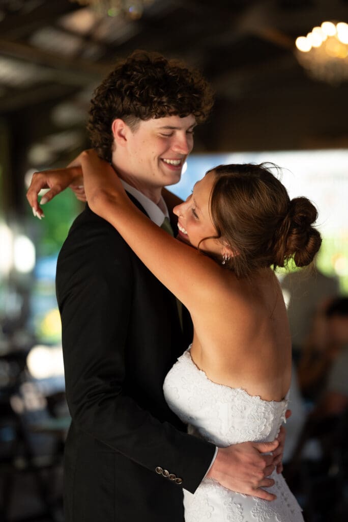 bride and groom dancing at their pepin wedding venue photographed by pepin wedding photographer