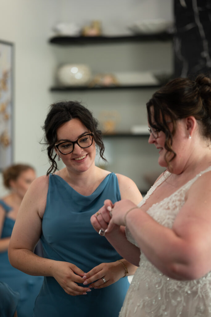 Admiring the bride's ring