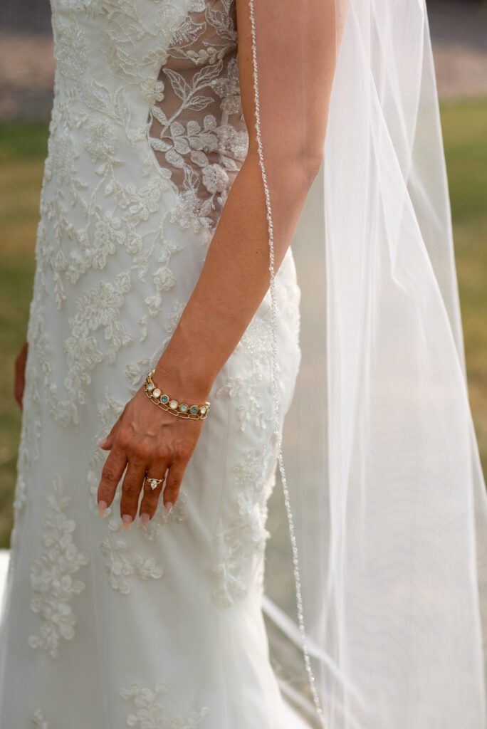 Bride's jewelry at western theme wedding