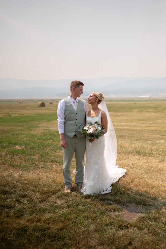 Bride and groom before their micro wedding ceremony