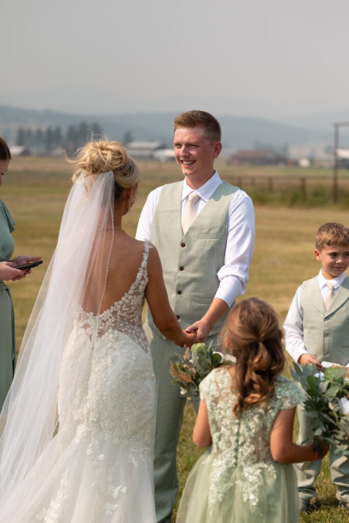 outdoor ceremony at Montana AirBnB near Glacier National Park