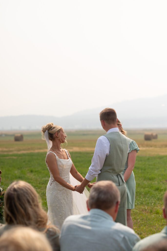 Wedding ceremony at 4p Horse Ranch in Kalispell Montana