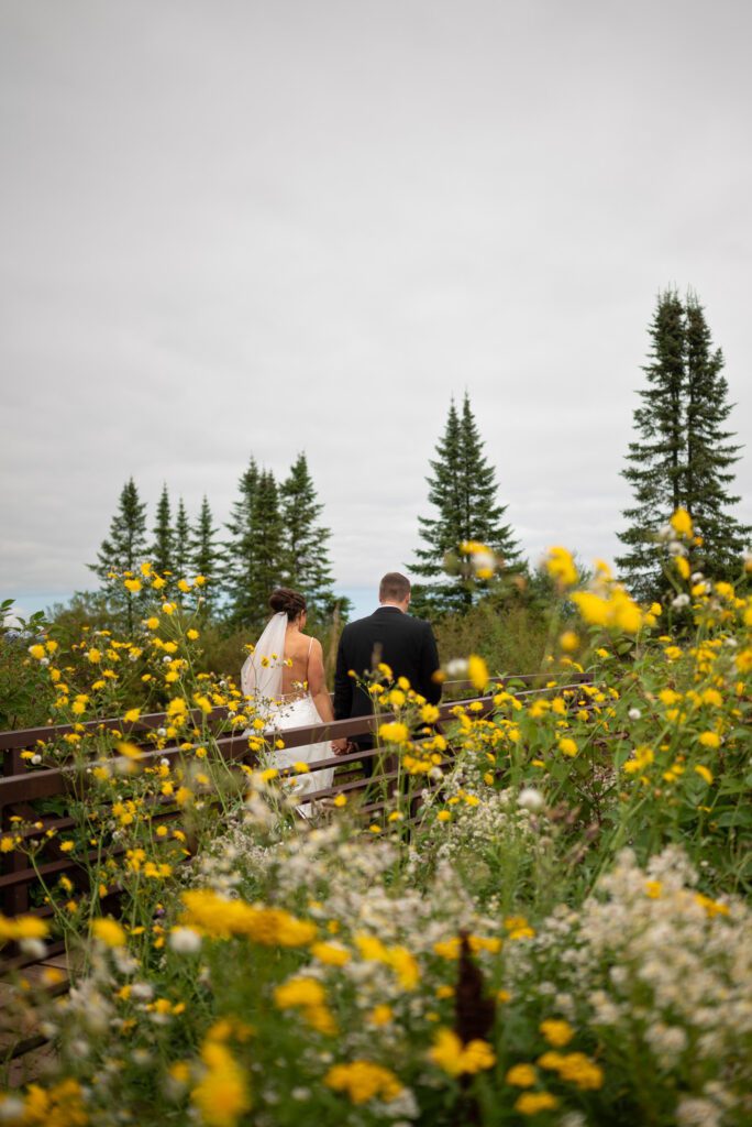 Bride and groom at their MN North Shore wedding at Superior Shores Resort in Two Harbors, MN