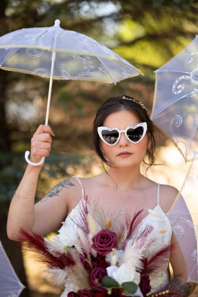 editorial shot of bride at non traditional wedding