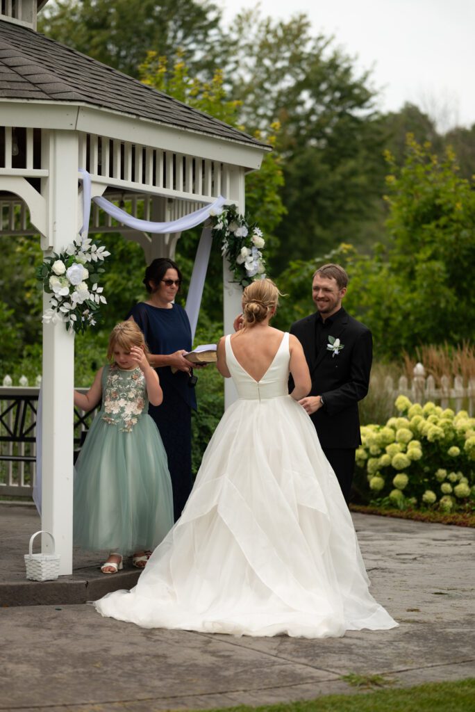 wedding ceremony at blooming barrel, a Baldwin wedding venue