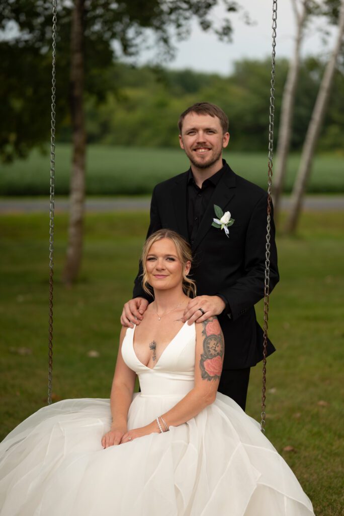 Bride and groom portraits at Blooming Barrel, a Baldwin wedding venue