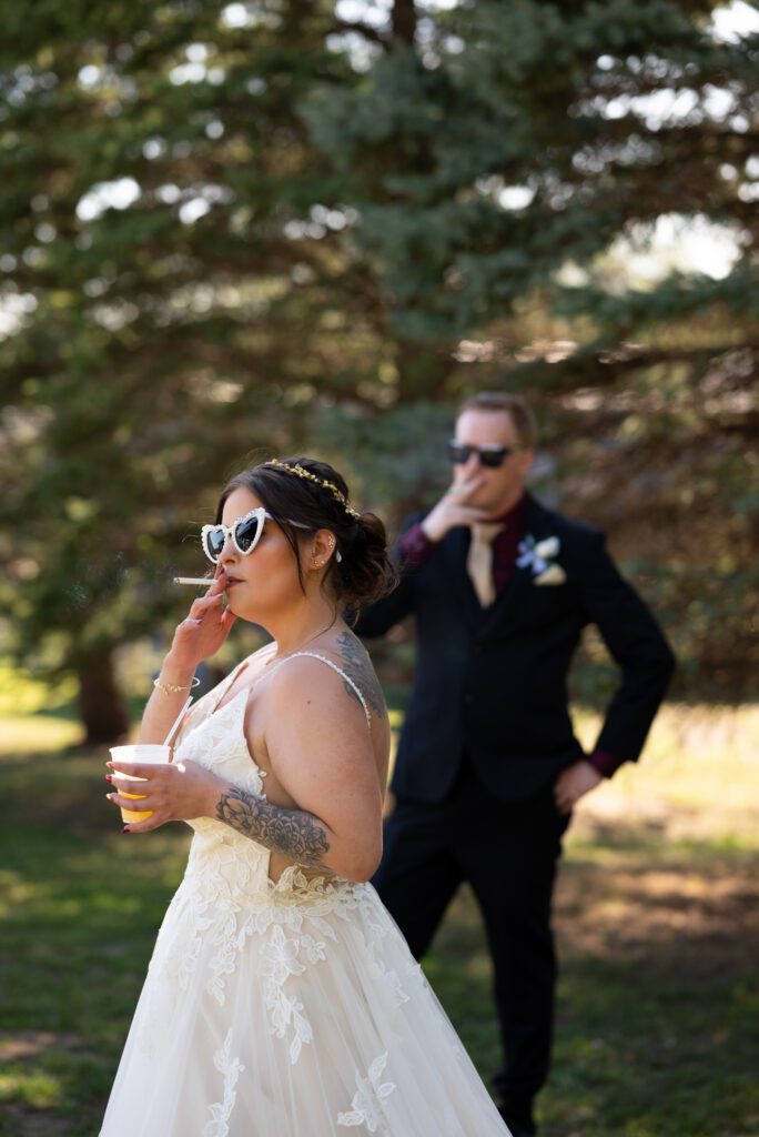 editorial non-traditional bride and groom portrait