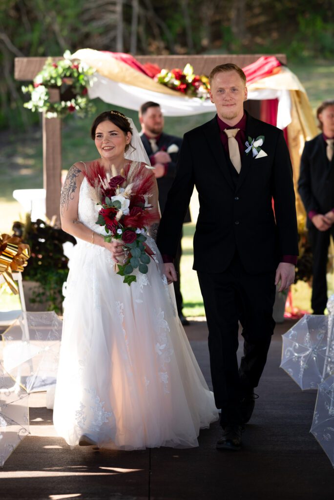 walking down the aisle.