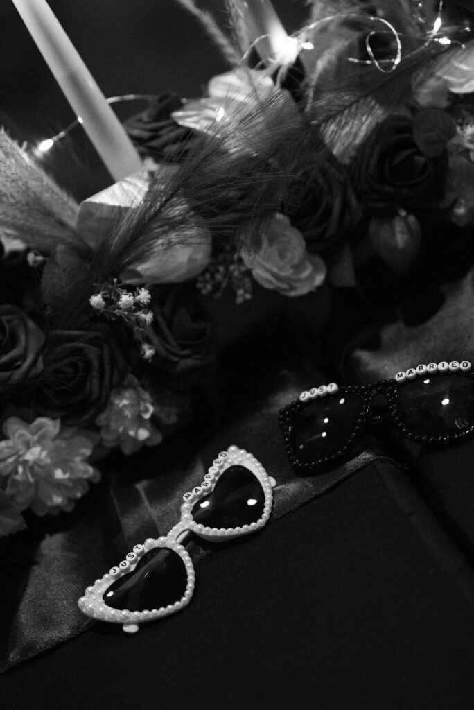 bride and groom sunglasses