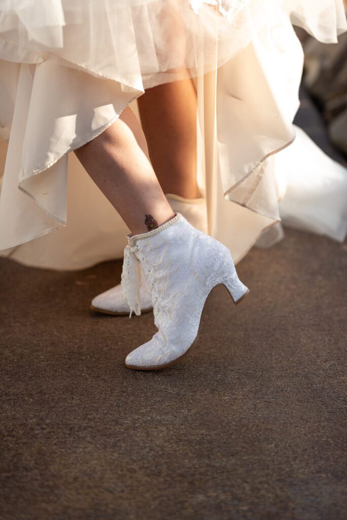bride's lacy bridal boots