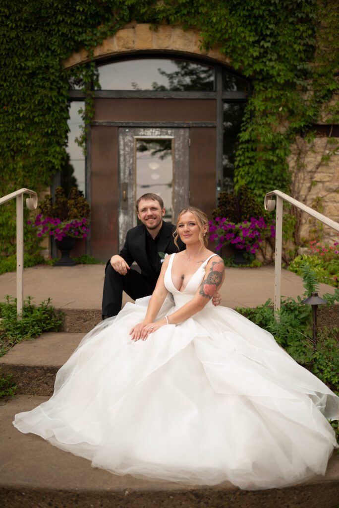wedding portrait in downtown Hudson, wi