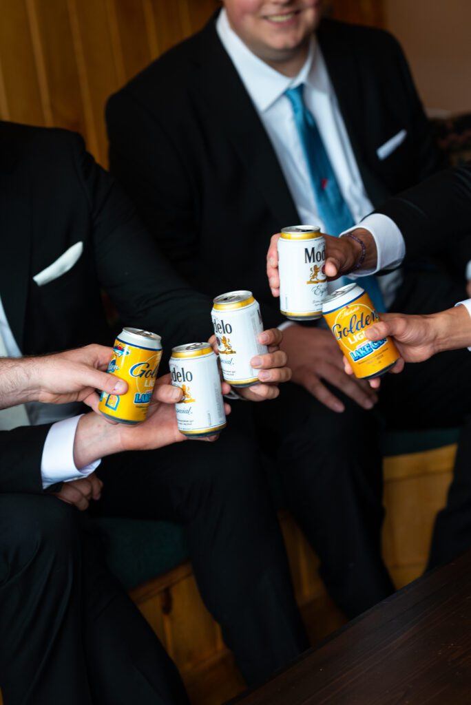 Beer cheers before the wedding