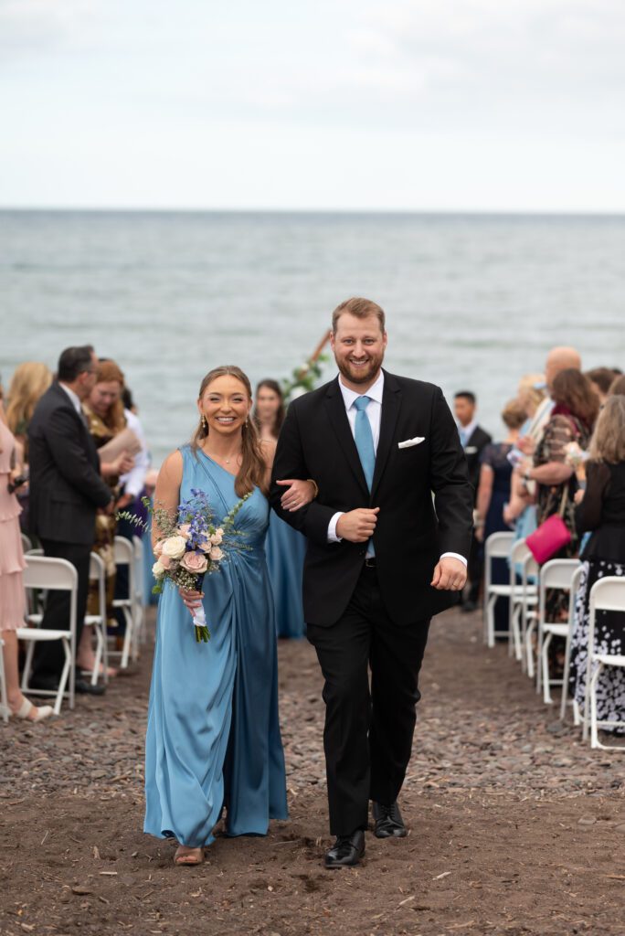wedding party walking down the aisle