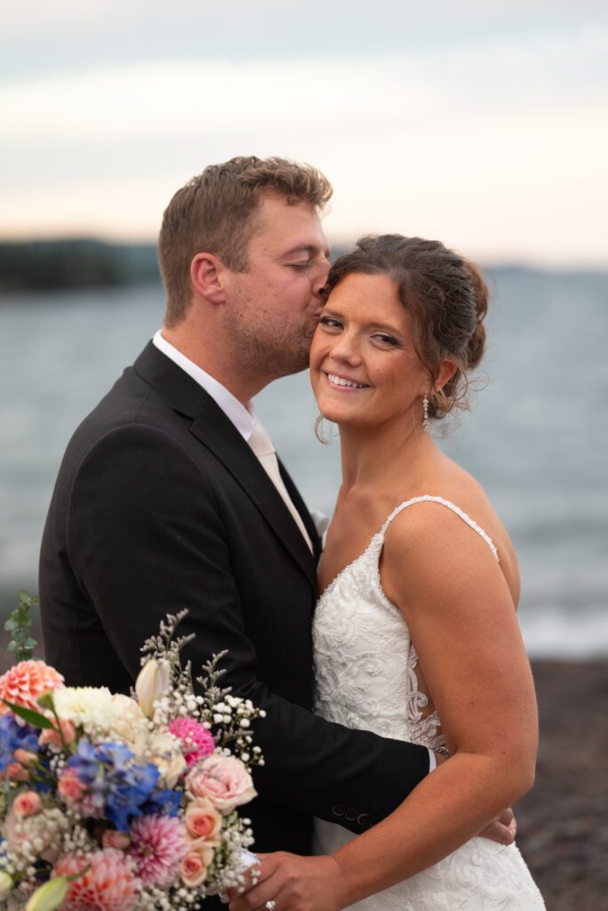 Bride and groom portrait up north