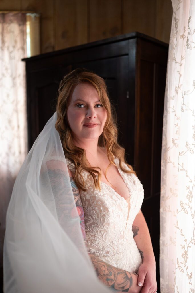 bridal portrait by window