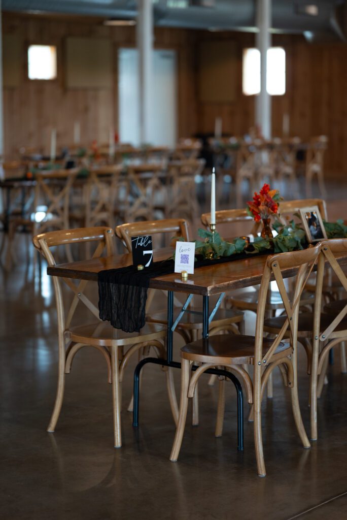 Inside reception area at Almquist Farm wedding venue in Hastings, MN