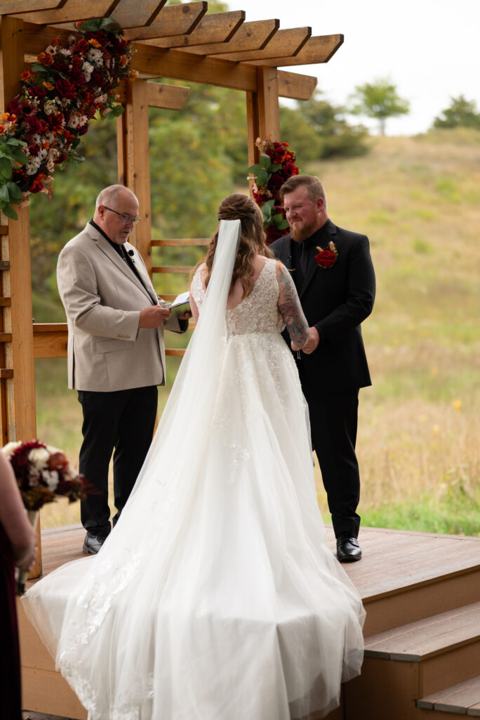 groom and bride at ceremony