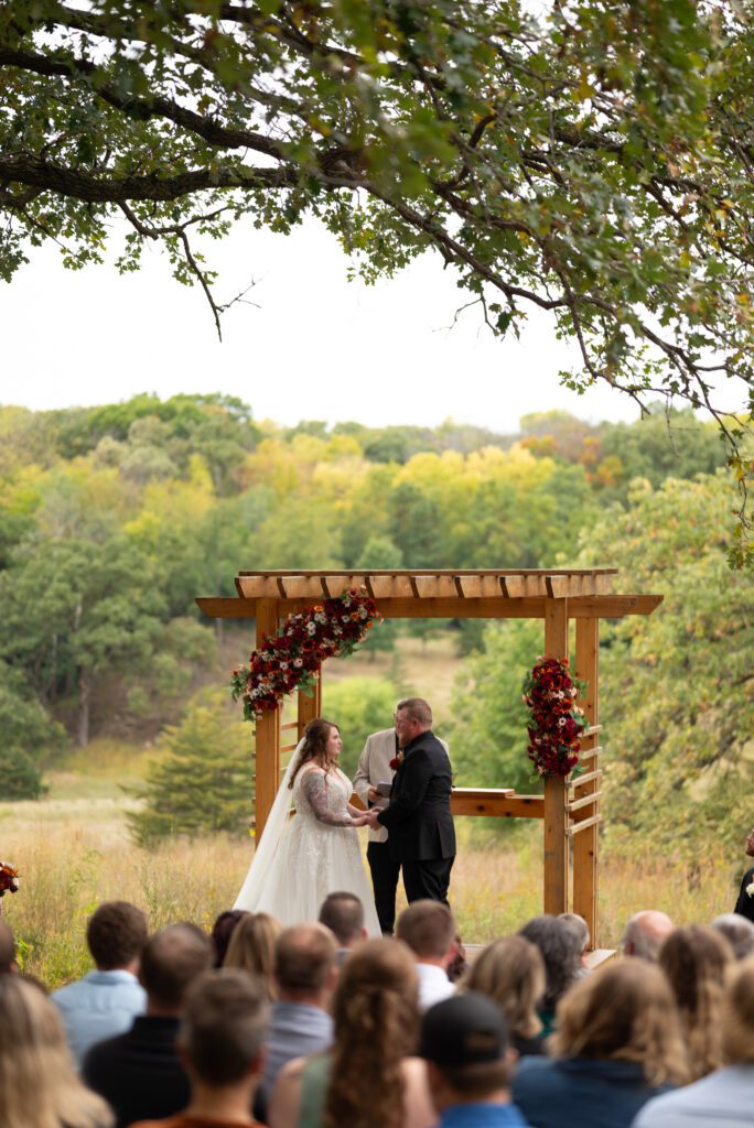 wedding ceremony at Almquist Farm